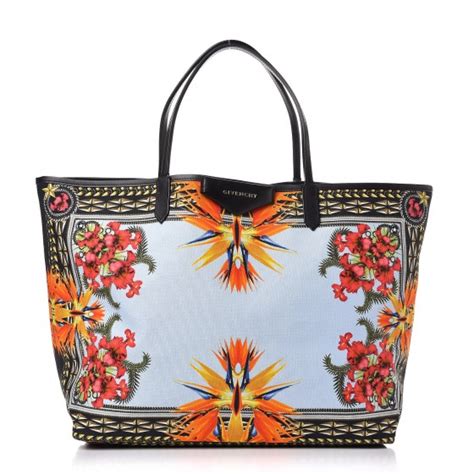 GIVENCHY Canvas Calfskin Birds of Paradise Print Antigona 